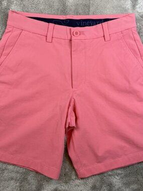 Vineyard Vines Mens 28x8 Pink‎ Tech Breaker Golf Shorts Stretch Performance